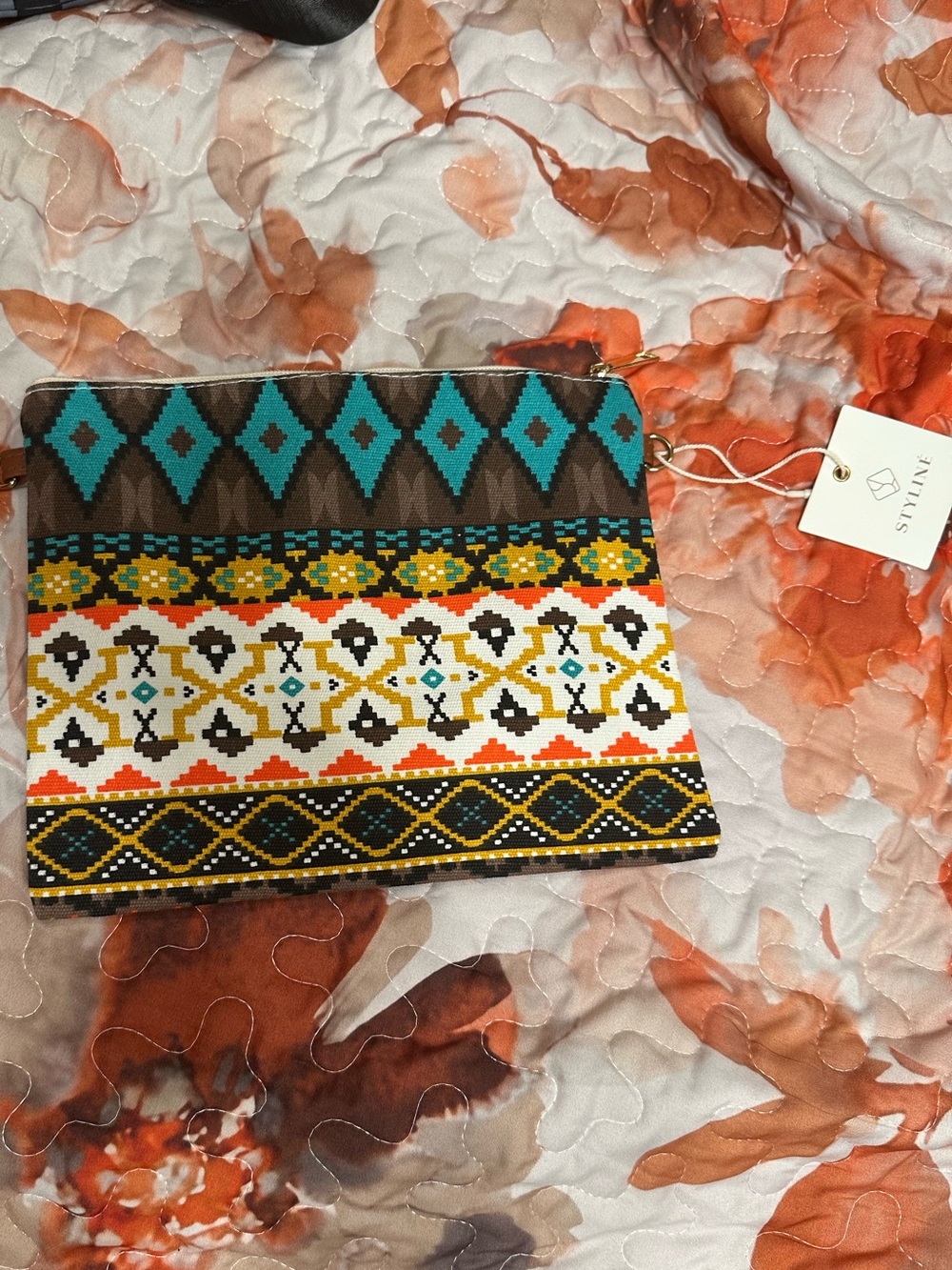 Aztec print crossbody/wristlet